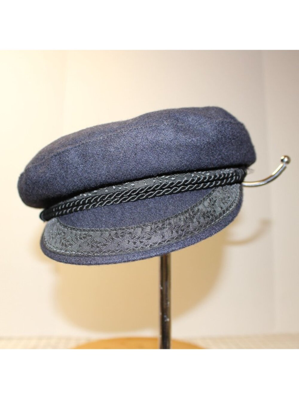 Vtg Marine Imper French Wool Fisherman Cap Blue Breton Sailor Cap Hat XS 7"